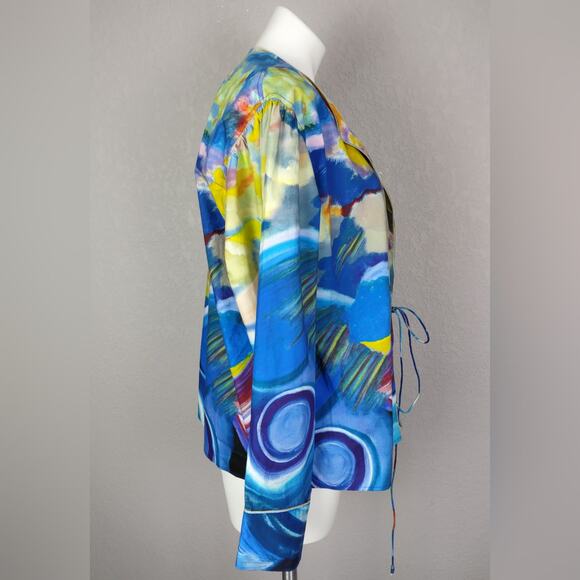 Ulla Johnson Holland Retails $590 Abstract-Print Cotton Wrap Jacket Size 4 - Picture 4 of 16